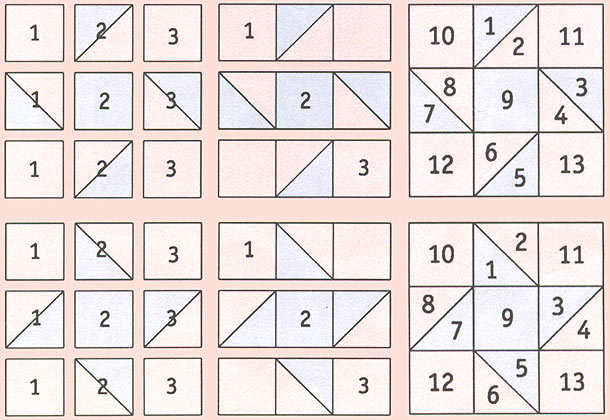 Последовательность сборки квадратов в блок